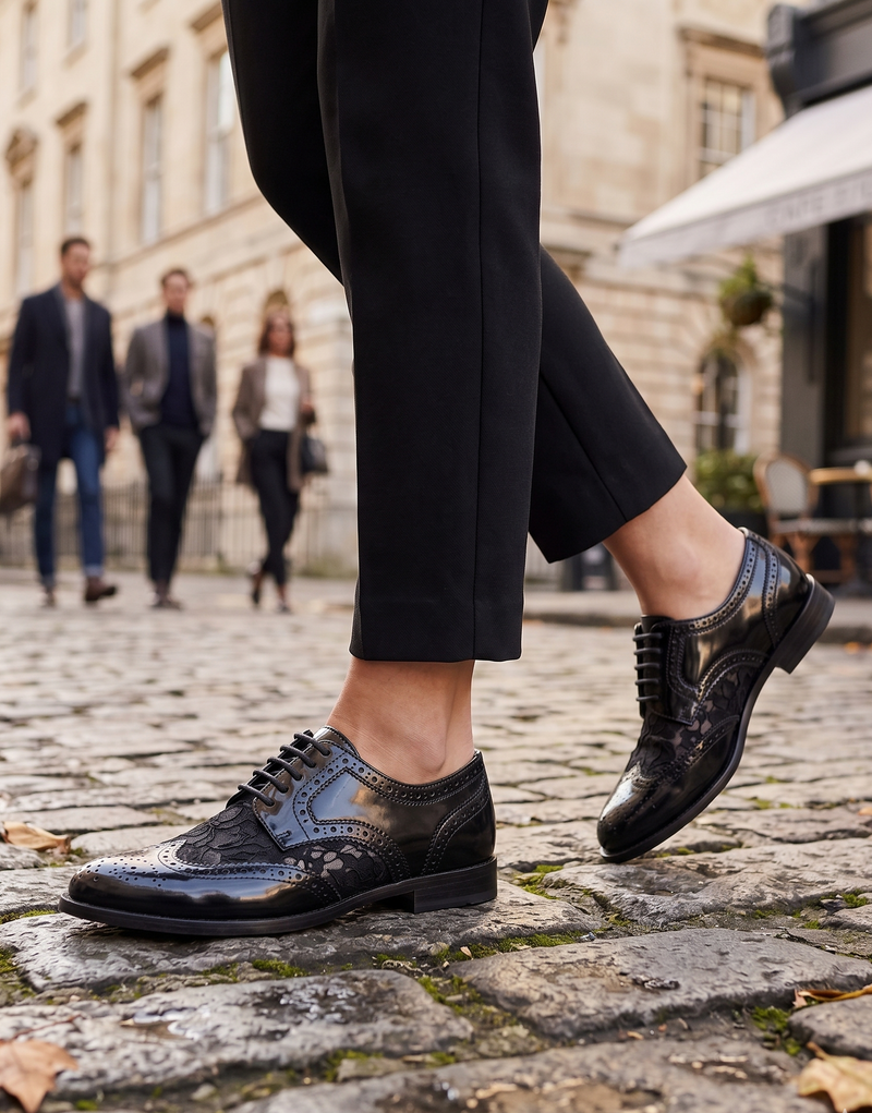 Dolce & Gabbana Black Leather Floral Lace Dress Formal  Shoes