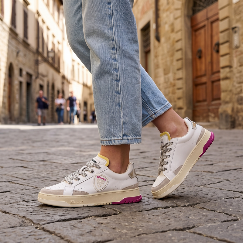 Blauer White Polyurethane Women Sneaker