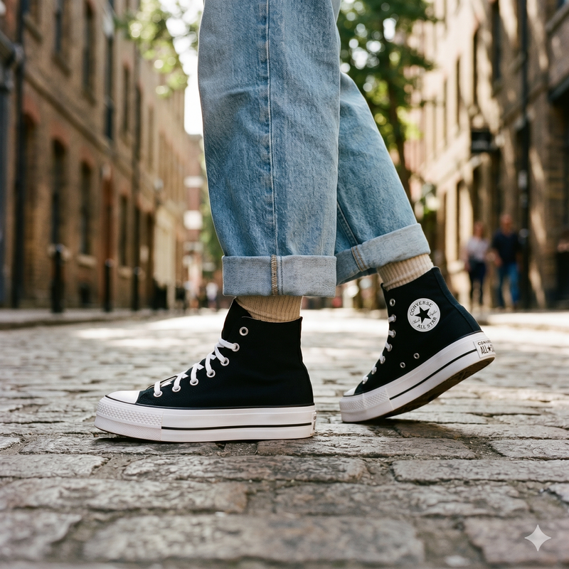 Converse Black Polyester High Top Sneakers