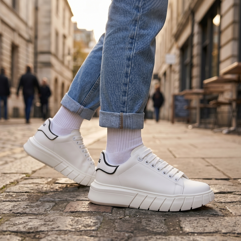 Gaelle Paris White Polyurethane Women Sneaker