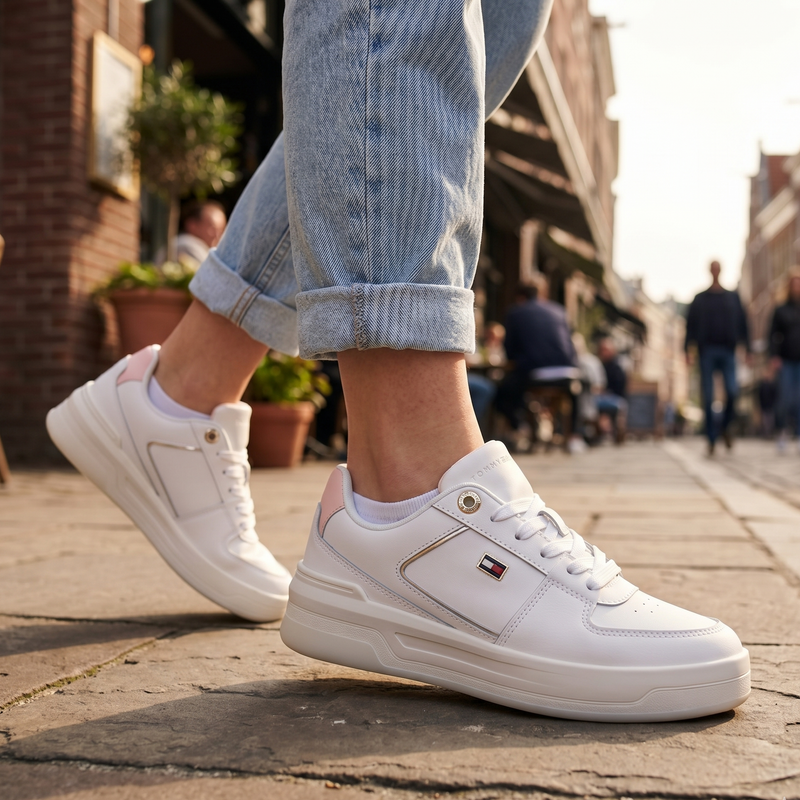 Tommy Hilfiger White Leather Women Sneaker