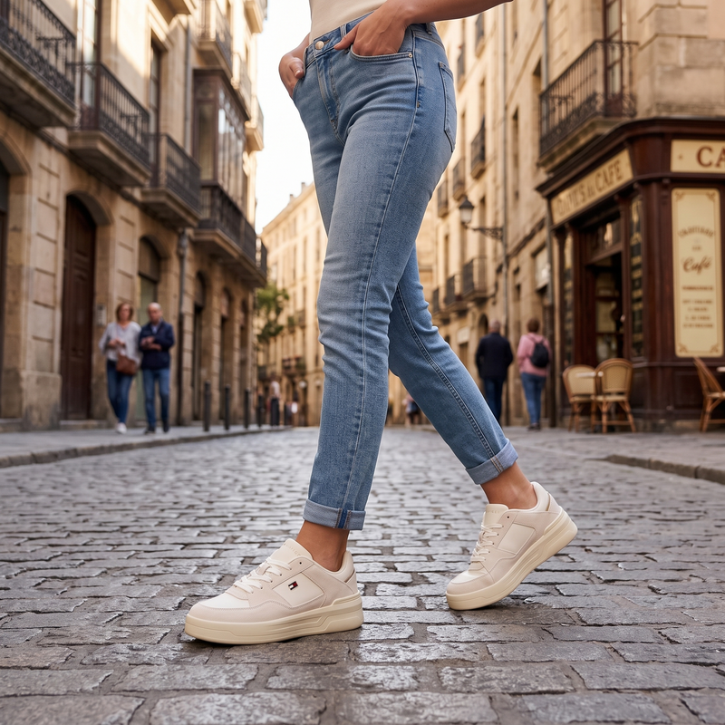 Tommy Hilfiger Bianco Polyurethane Women Sneaker