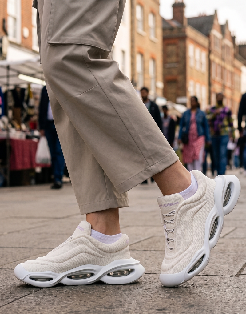 Dolce & Gabbana White Slip On Wave Low Top Sneakers Shoes