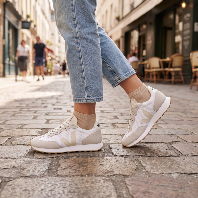 Veja White Calf Leather Bos Taurus Sneakers
