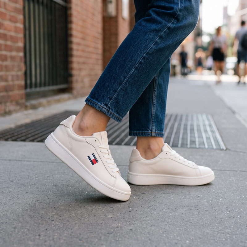Tommy Hilfiger Bianco Polyurethane Women Sneaker