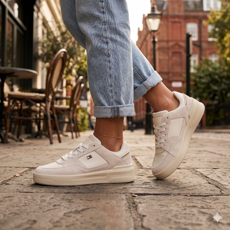 Tommy Hilfiger Bianco Polyurethane Women Sneaker