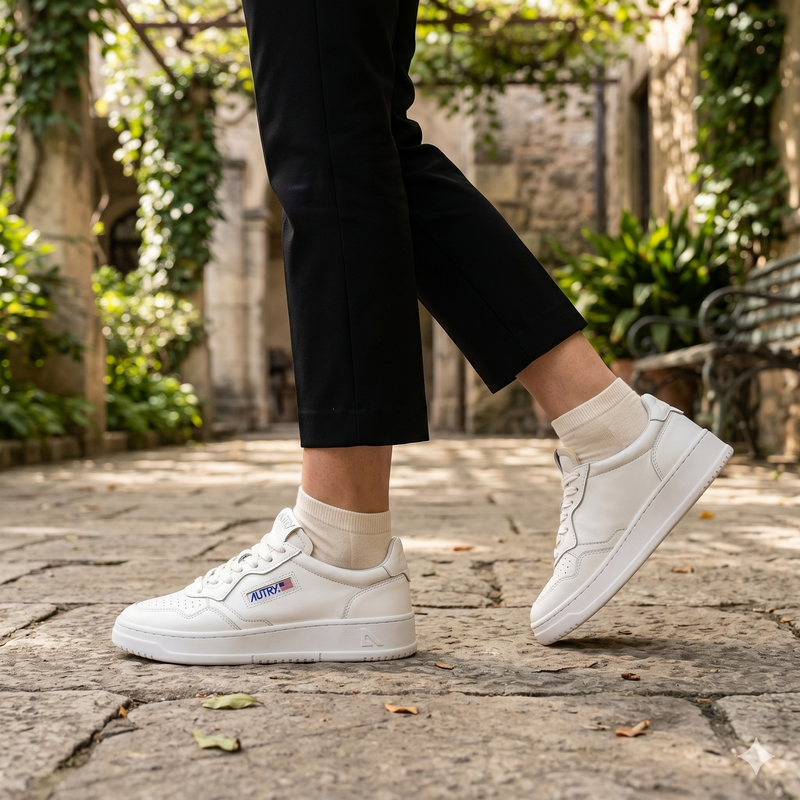 Autry White Leather Low Top Sneakers