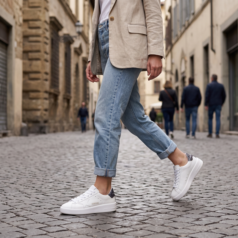 Golden Goose White Calf Leather Bos Taurus Low Top Sneakers