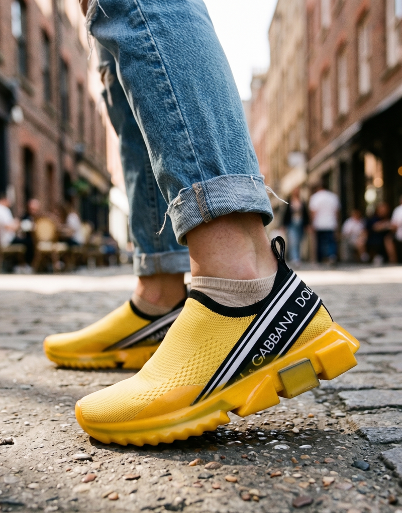 Dolce & Gabbana Yellow Sorrento Slip On Sneakers Women Shoes