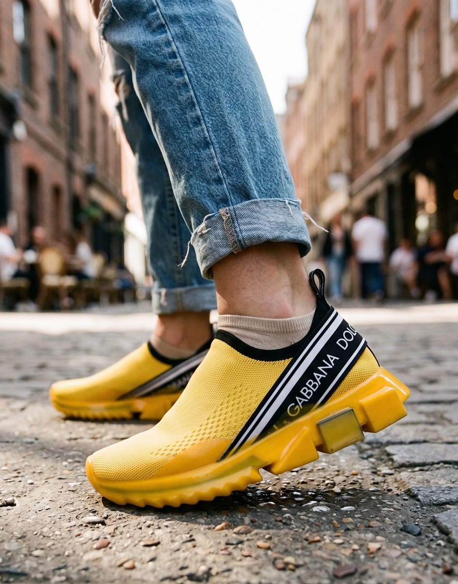 Dolce & Gabbana Yellow Sorrento Slip On Sneakers Women Shoes