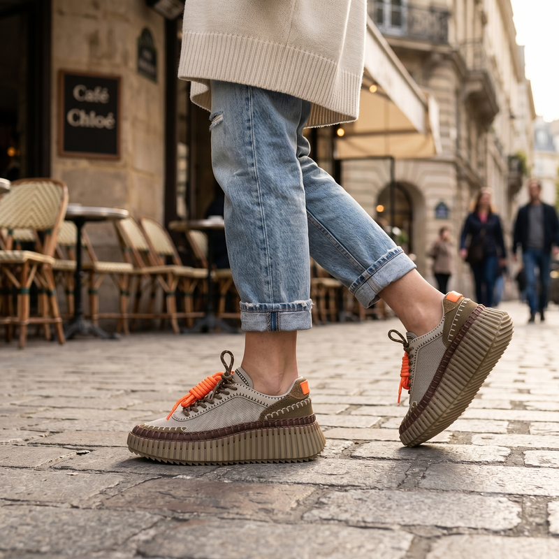 Chloé Bicolor Polyurethane Athletic Sneakers