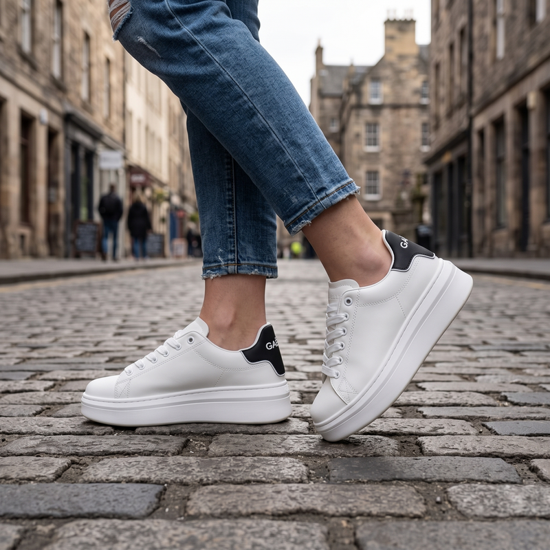 Gaelle Paris Bianco Polyurethane Women Sneaker