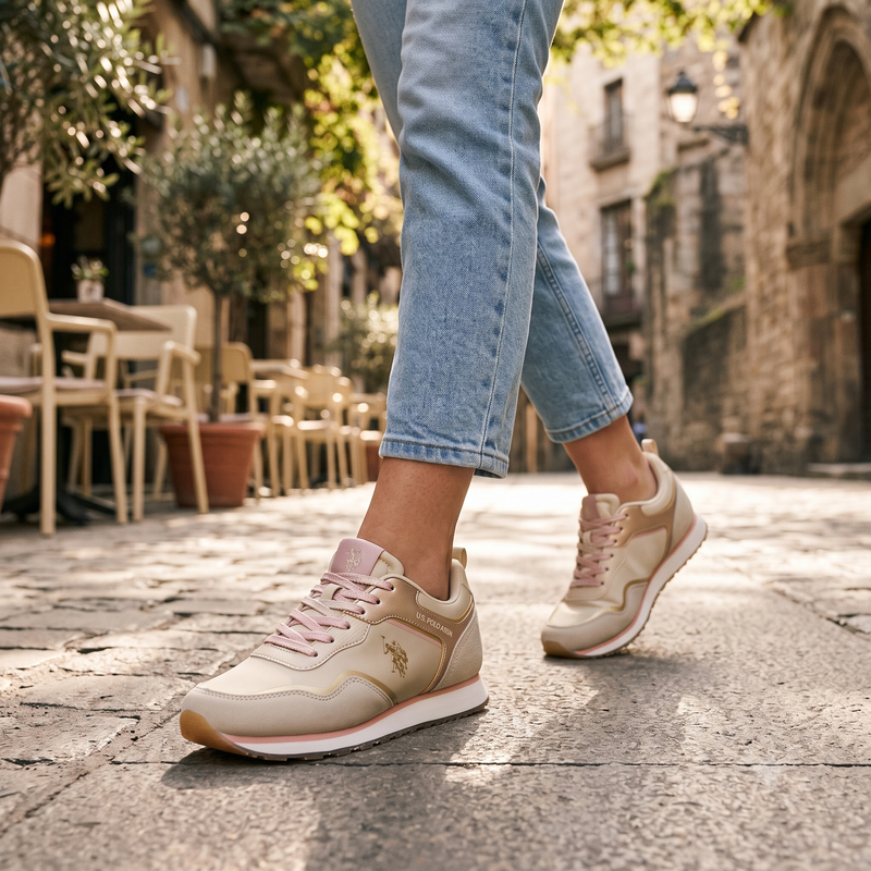U.S. POLO ASSN. Beige Polyurethane Women Sneaker
