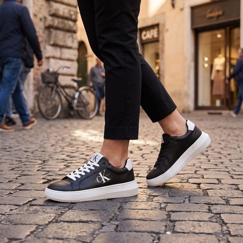 Calvin Klein Black Leather Women Sneaker