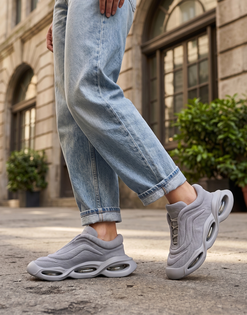 Dolce & Gabbana Gray Slip On Wave Low Top Sneakers