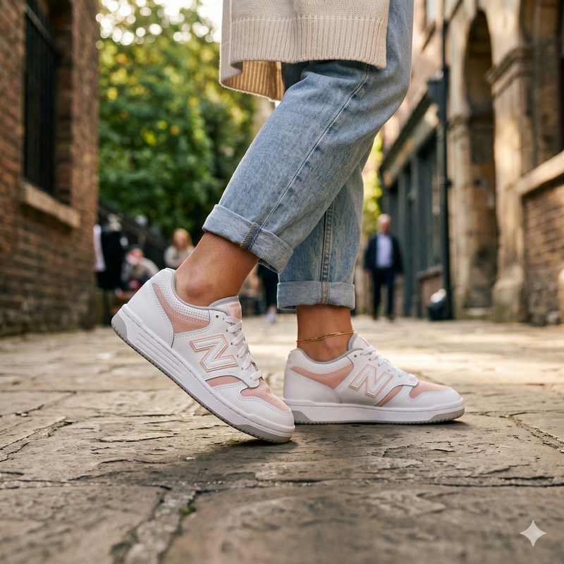 New Balance Pink Leather Sneakers