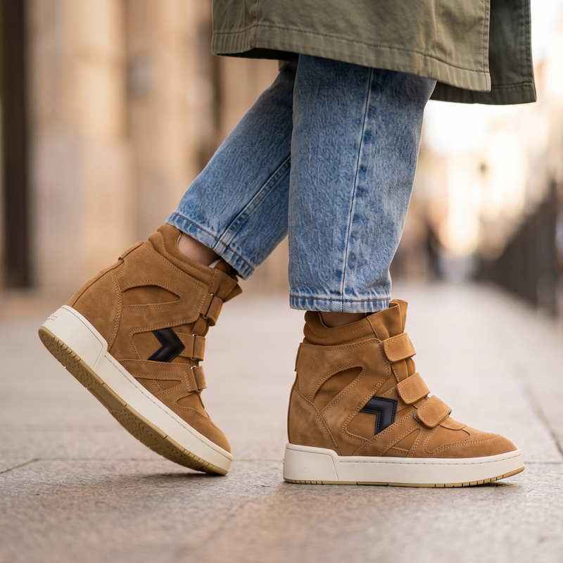 Isabel Marant Brown Calf Leather Bos Taurus High Top Sneakers