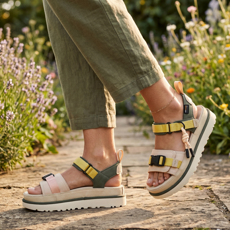 UGG Beige Rubber Flat Sandals