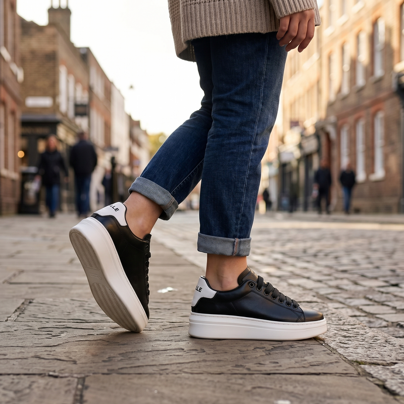 Gaelle Paris Black Polyurethane Women Sneaker
