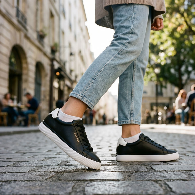 Calvin Klein Black Leather Women Sneaker