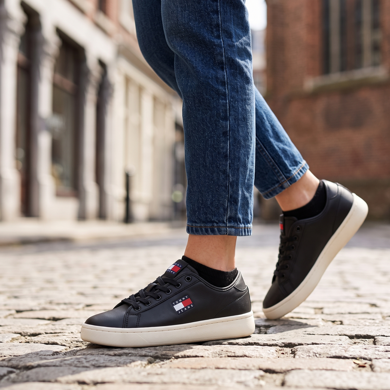 Tommy Hilfiger Black Polyurethane Women Sneaker