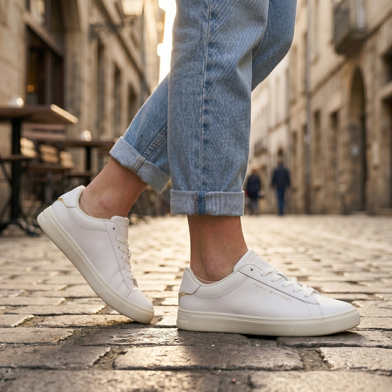 Tommy Hilfiger Bianco Polyurethane Women Sneaker