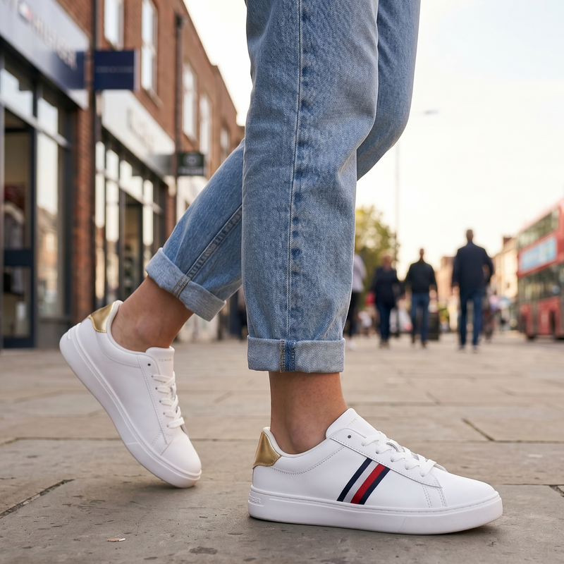Tommy Hilfiger Bianco Polyurethane Women Sneaker