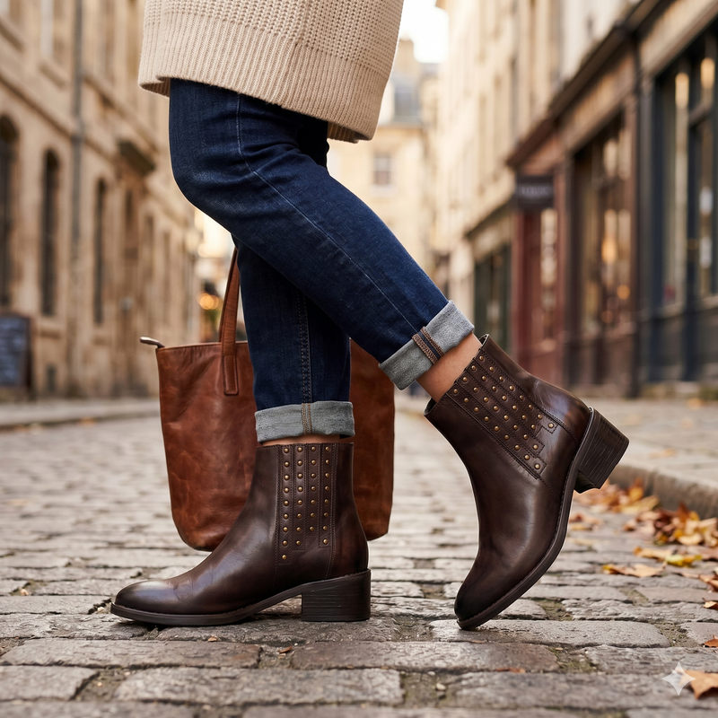 Cafenoir Marrone Leather Women Ankle Boot