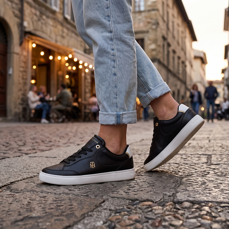 Tommy Hilfiger Black Polyurethane Women Sneaker