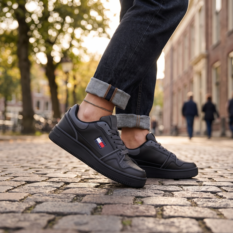 Tommy Hilfiger Black Polyurethane Women Sneaker