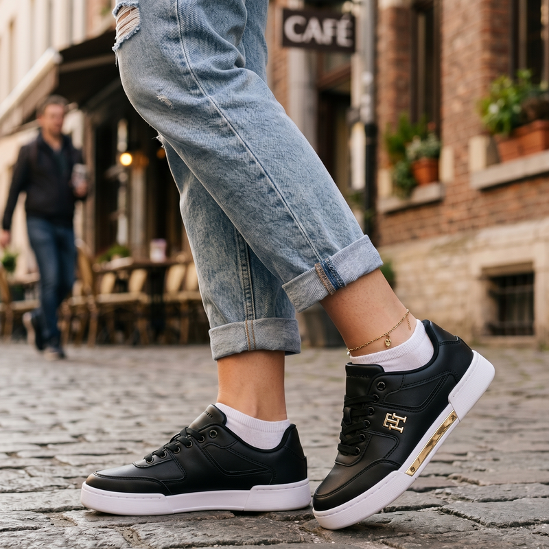Tommy Hilfiger Black Polyester Women Sneaker