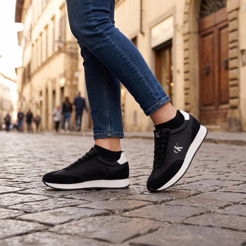 Calvin Klein Nero Leather Women Sneaker