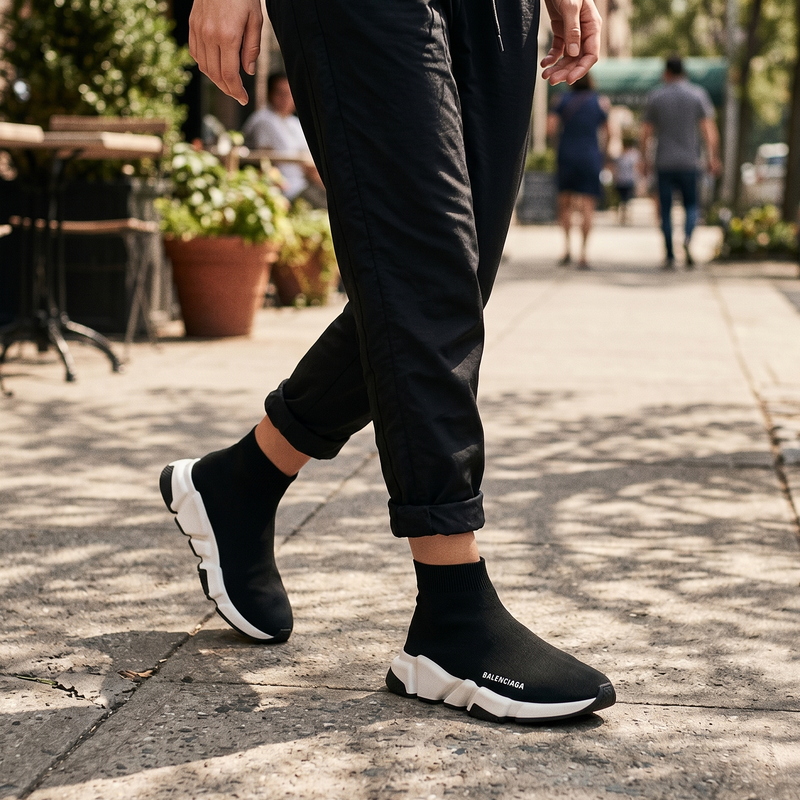 Balenciaga Black Polyester Athletic Sneakers
