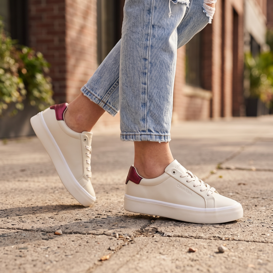 Calvin Klein Beige Leather Women Sneaker
