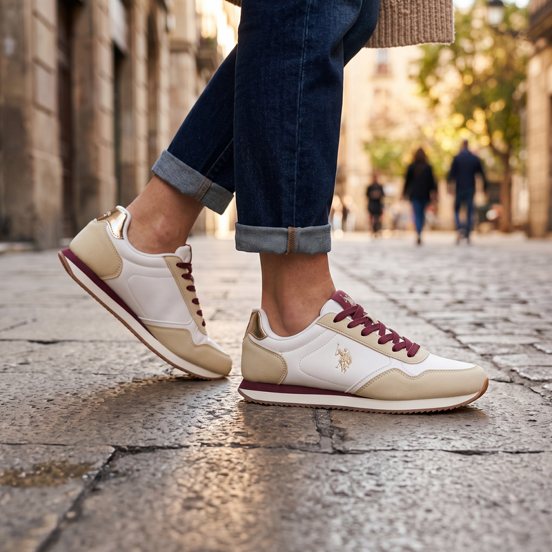 U.S. POLO ASSN. White Polyurethane Women's Sneaker
