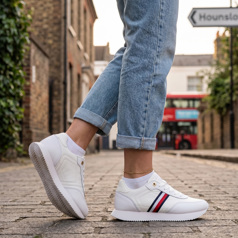 Tommy Hilfiger White Leather Women Sneaker