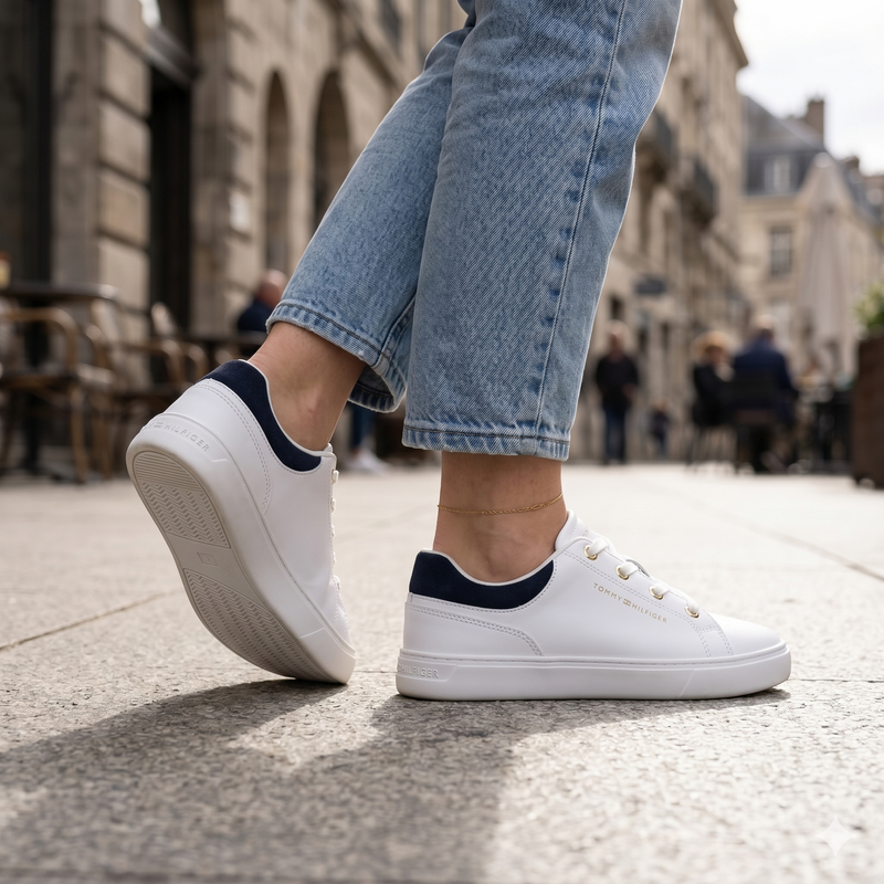 Tommy Hilfiger Bianco Polyurethane Women Sneaker