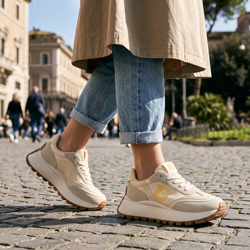 Laura Biagiotti Beige Polyurethane Women Sneaker
