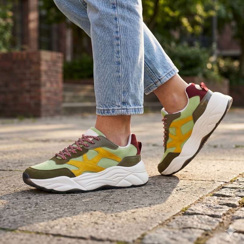 Scotch & Soda Green Goatskin Chunky Sneakers