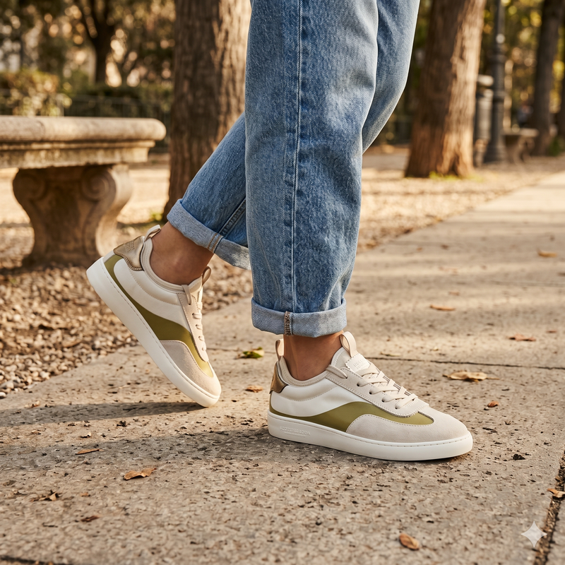Scotch & Soda Beige Leather Low Top Sneakers