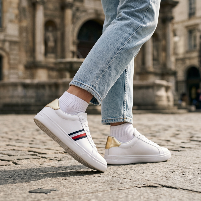 Tommy Hilfiger Bianco Polyurethane Women Sneaker