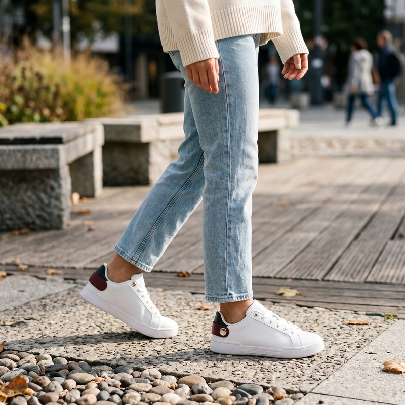 Tommy Hilfiger Bianco Polyurethane Women Sneaker