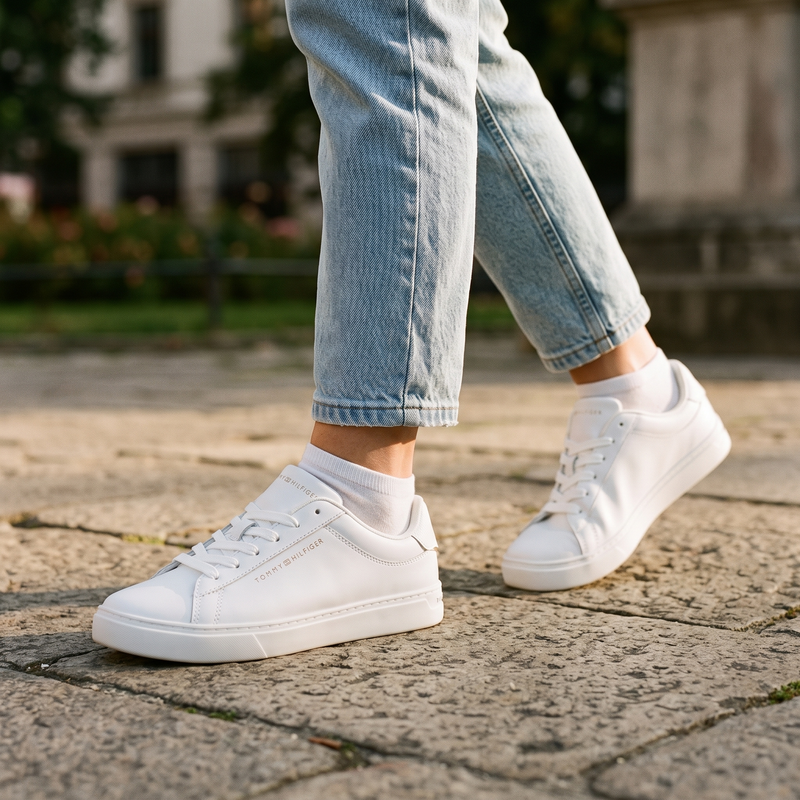 Tommy Hilfiger Bianco Polyurethane Women Sneaker