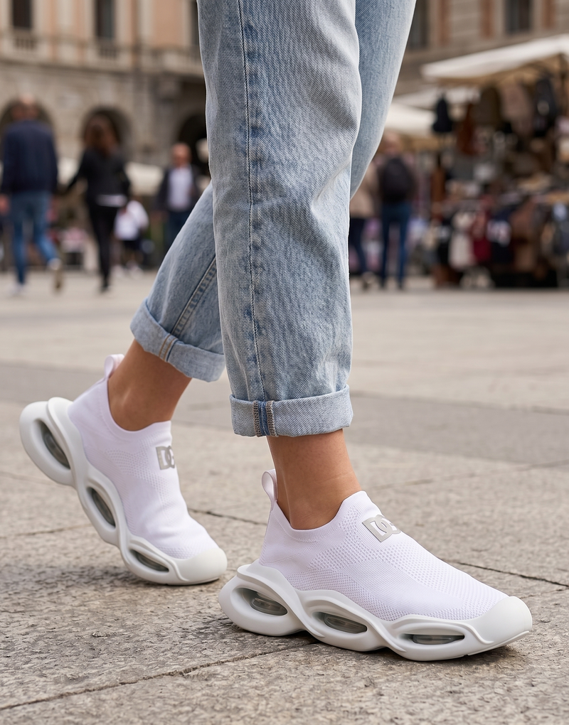 Dolce & Gabbana White Slip On Wave Low Top Sneakers Shoes