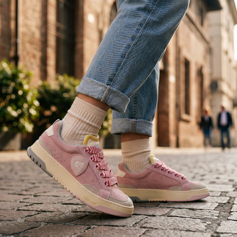 Blauer Rosa Polyurethane Women Sneaker