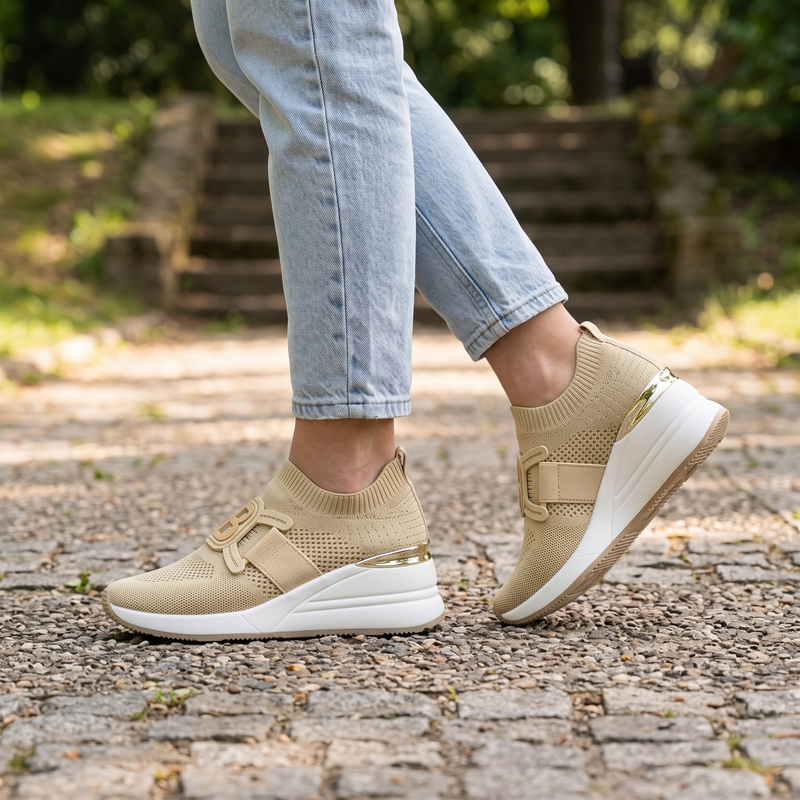Laura Biagiotti Beige Polyurethane Women Sneaker