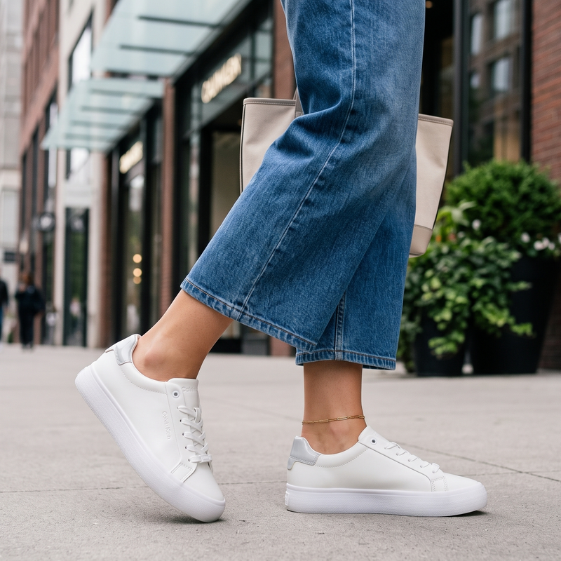 Calvin Klein Bianco Pelle Women Sneaker