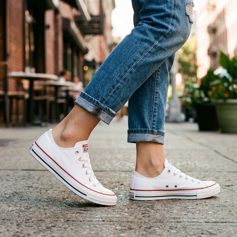 Converse Bianco Fabric Womens Sneakers