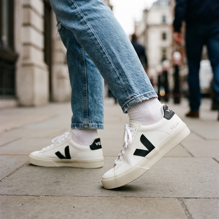 Veja White Calf Leather Bos Taurus Sneakers