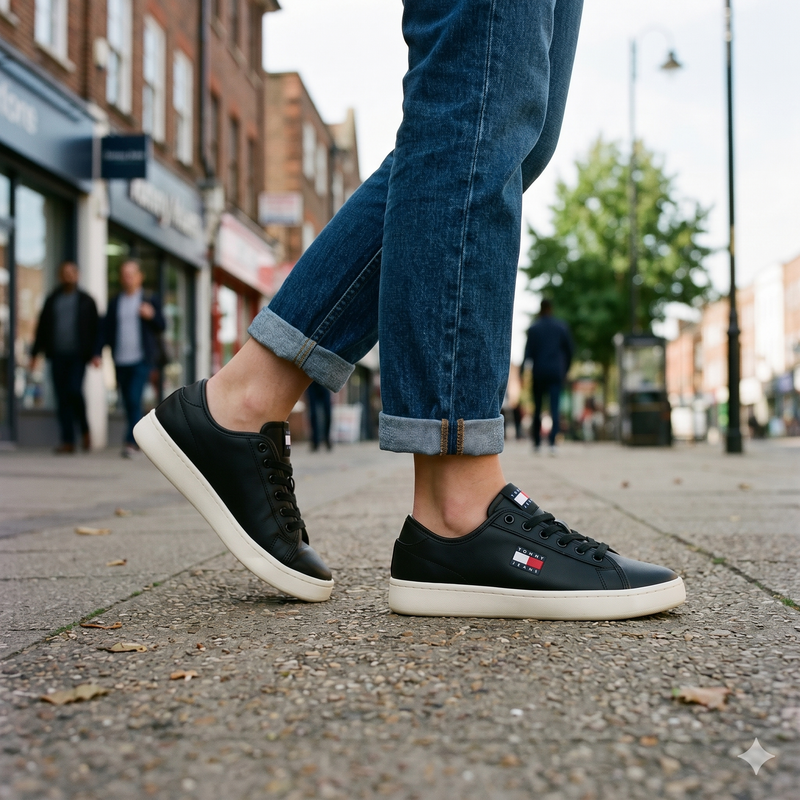 Tommy Hilfiger Black Polyurethane Women Sneaker